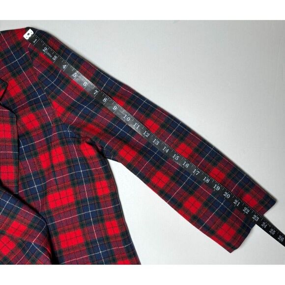 Vintage Pendleton Wool Blazer Womens 16 Red Tartan Plaid USA Made Preppy Holiday - Picture 12 of 16